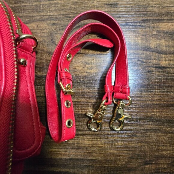 Cynthia Rowley Quilted Red Crossover Handbag With Braided Straps & Gold Hardware - Picture 14 of 15